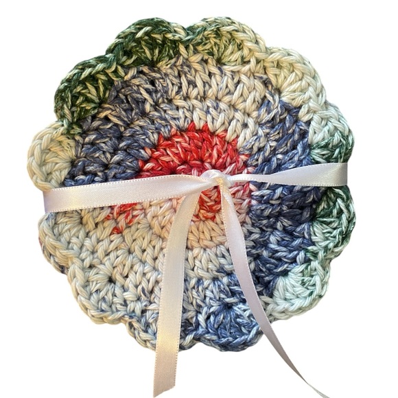 Handcrafted Crocheted Coasters set of 4 Multicolored - Picture 1 of 3